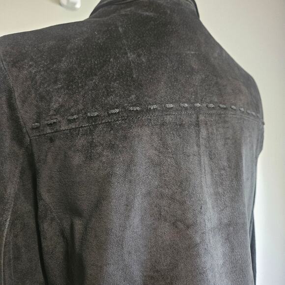 New Frontier Black Suede Western Moto Shirt Jacket‎ Size 12 Snap Front - Picture 4 of 16